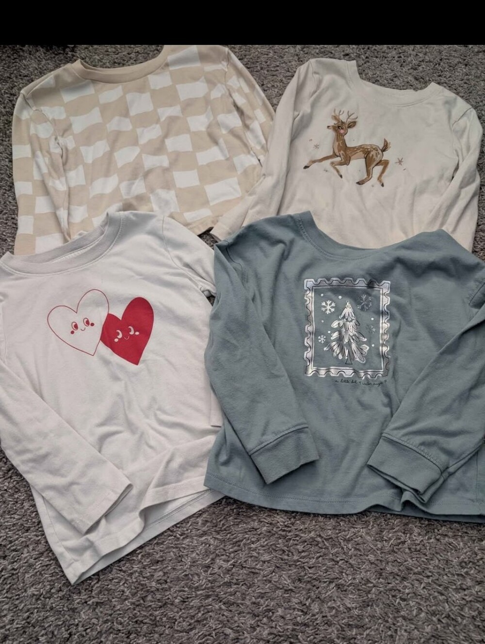 Cat & Jack Kids Long-Sleeve Graphic Tees - White, Cream, Red & Blue-Green